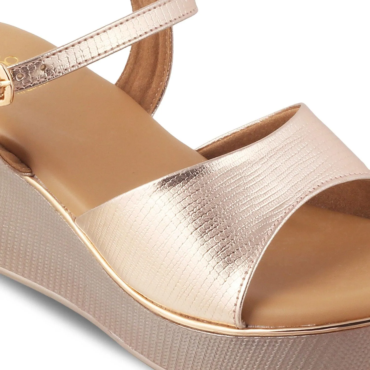 The Bannes Champagne Women's Dress Wedge Sandals Tresmode