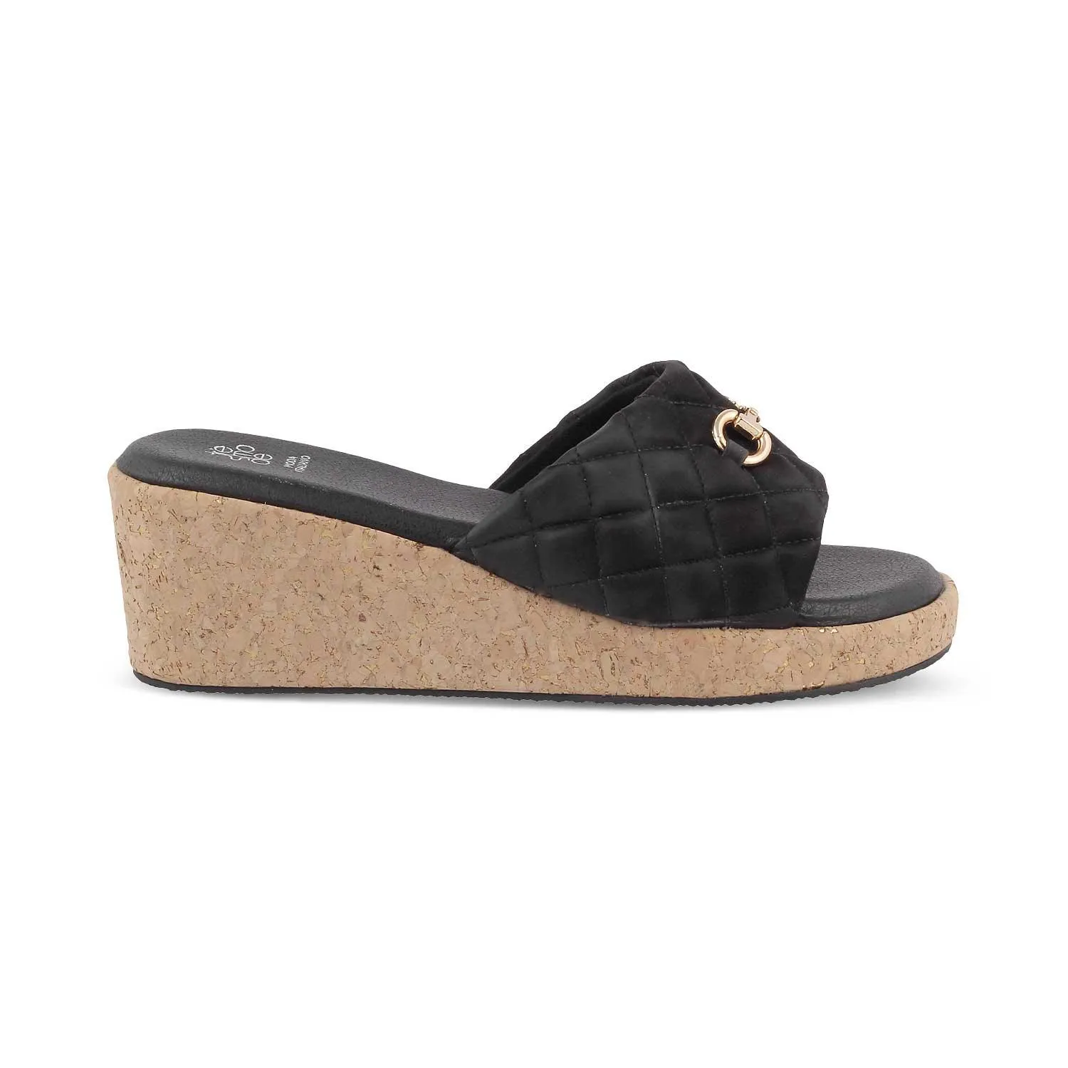 The Ela Black Women's Casual Wedge Sandals Tresmode