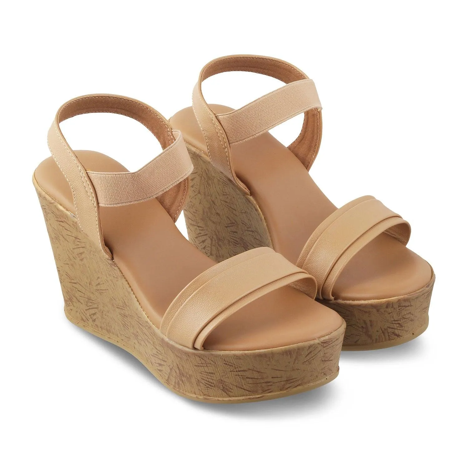 The Parigi Beige Women's Dress Wedge Sandals Tresmode