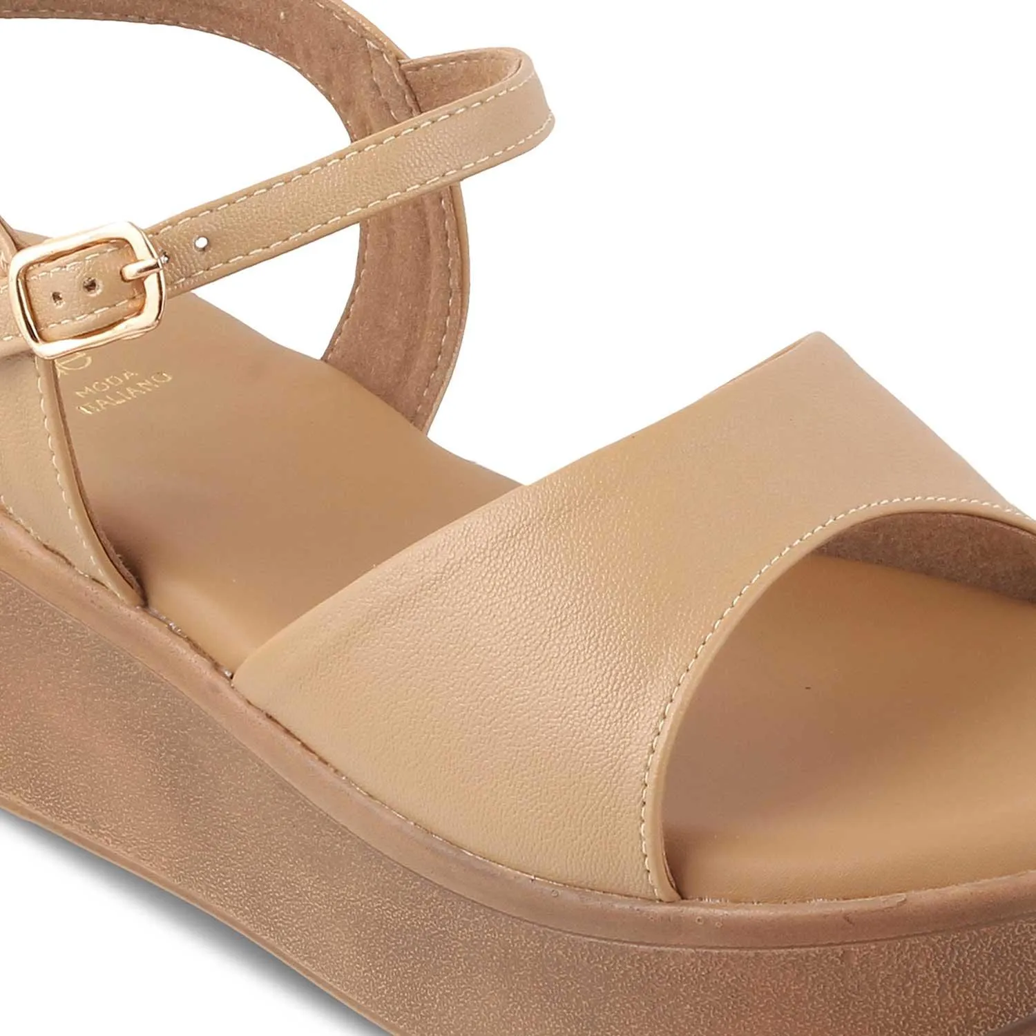 The Sinhere Beige Women's Dress Platform Wedge Sandals Tresmode