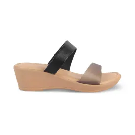 The Sios Black Women's Casual Wedge Sandals Tresmode