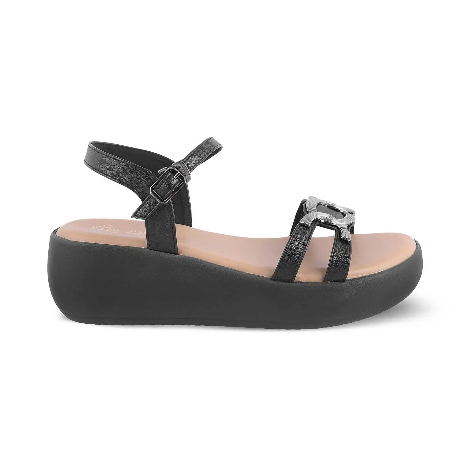 The Sud Black Women's Dress Wedge Sandals Tresmode