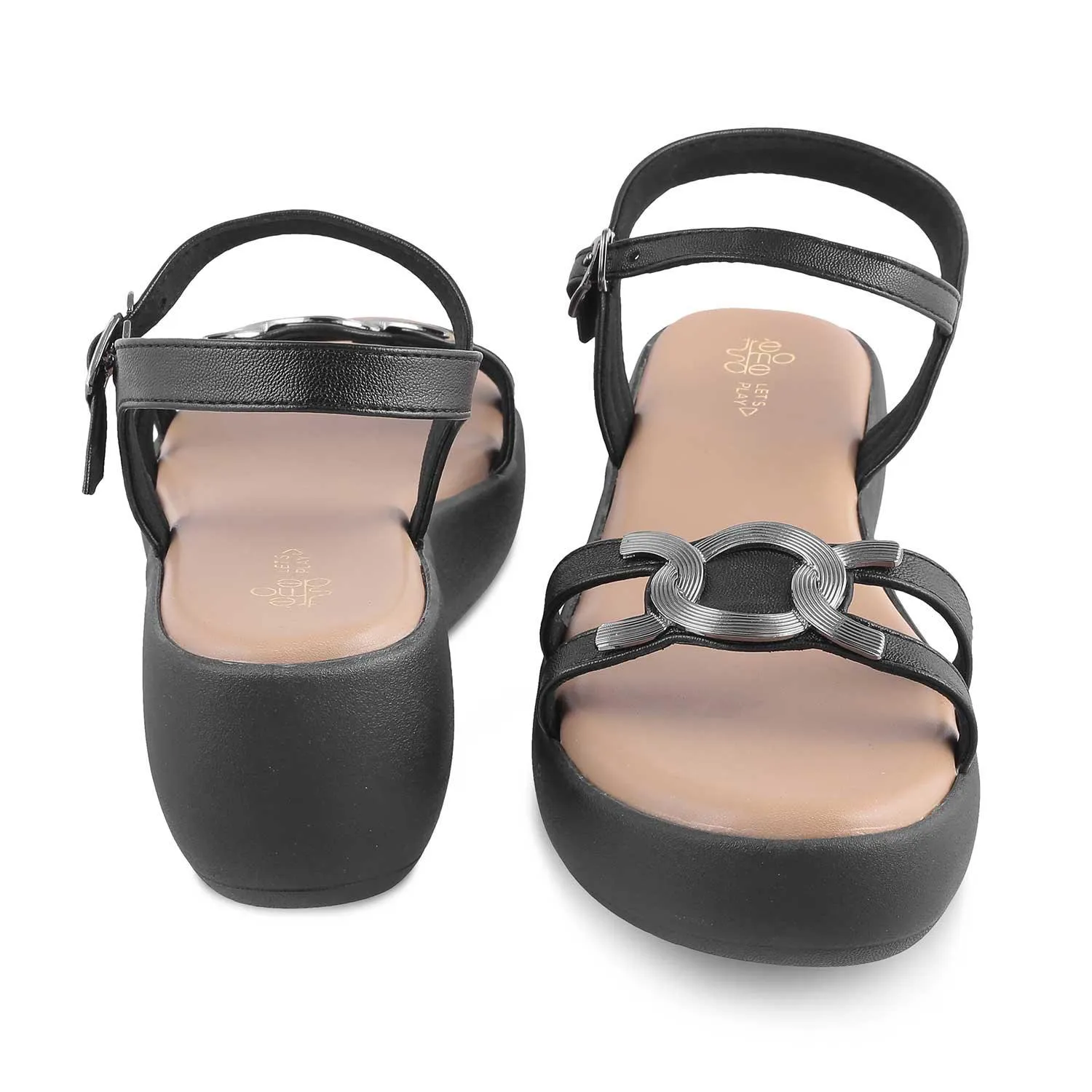 The Sud Black Women's Dress Wedge Sandals Tresmode