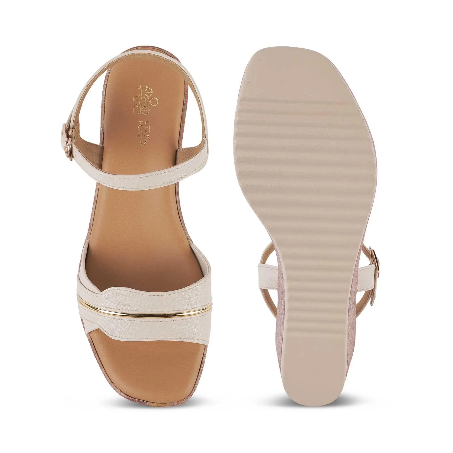 Tresmode Sanet Cream  Women's Dress Wedge Sandals