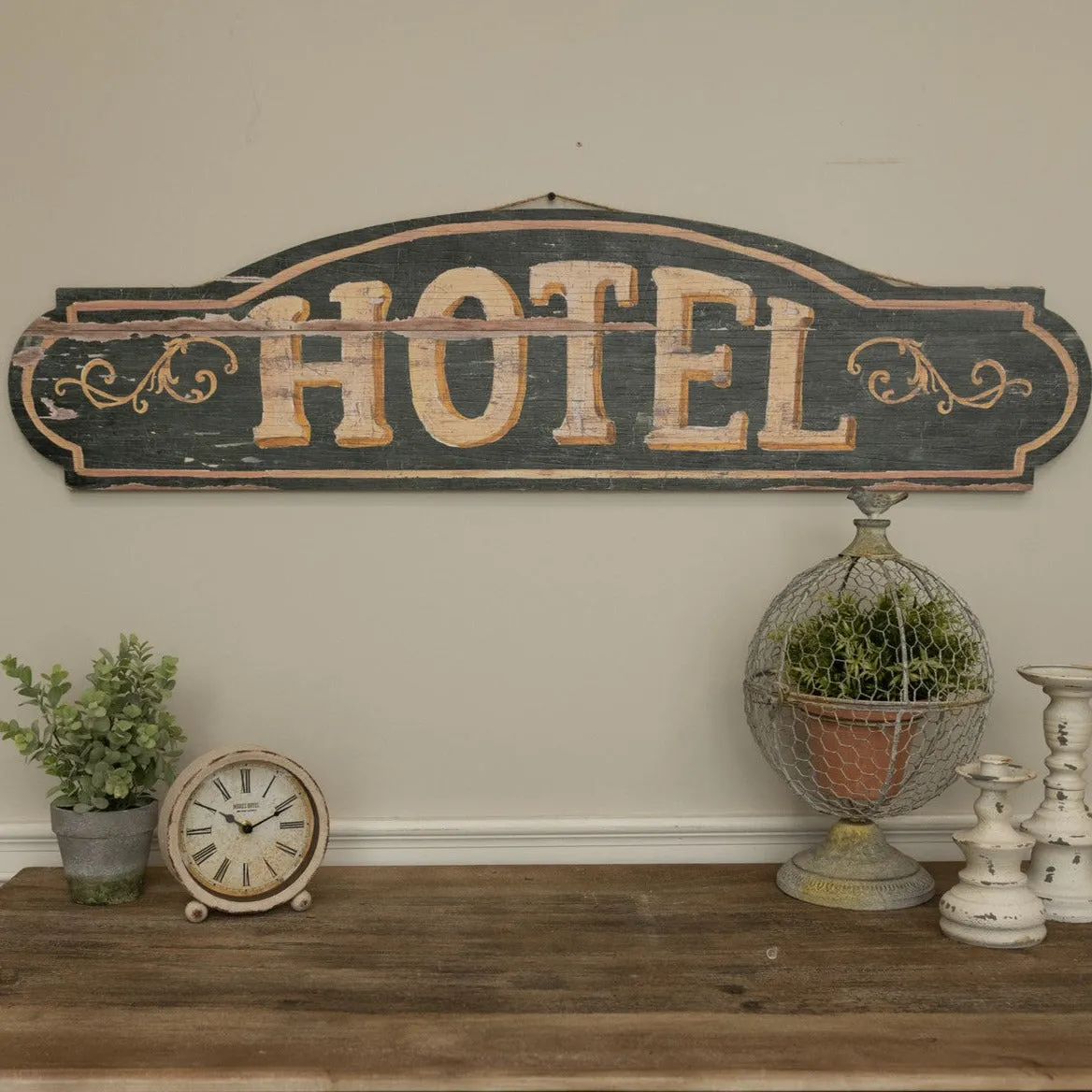 Vintage Wood Hotel Sign