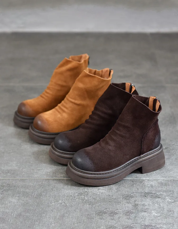 Winter Autumn Round Toe Suede Martin Boots