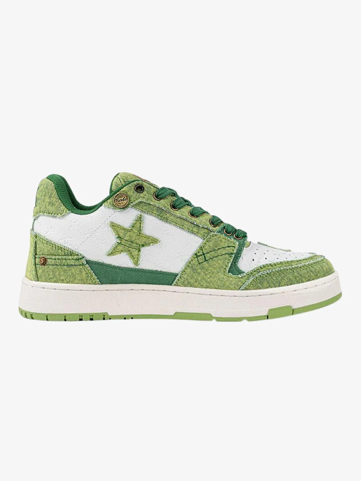 WLS Starry Glide Patchwork Avocado Green Star Skate Shoes