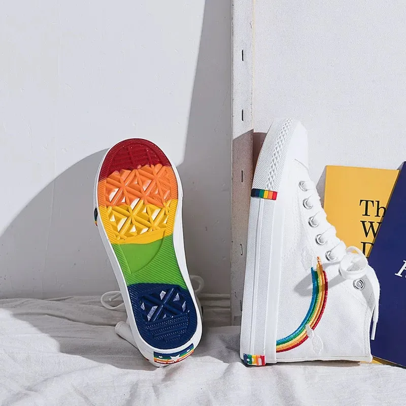 Womens Kawaii Rainbow Canvas Shoes