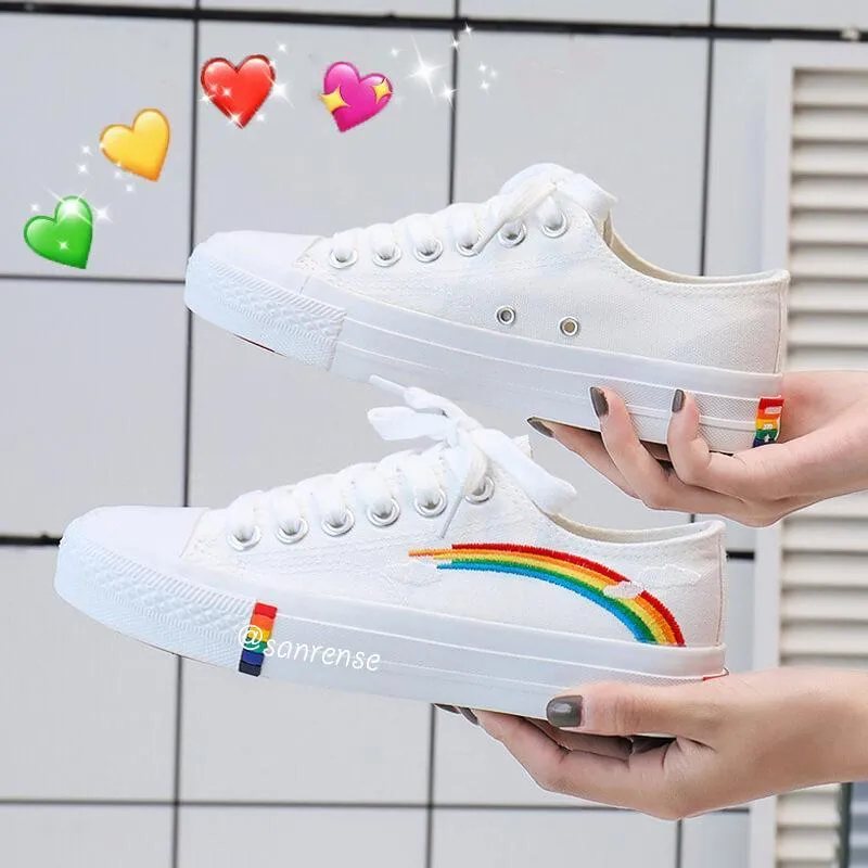 Womens Kawaii Rainbow Canvas Shoes