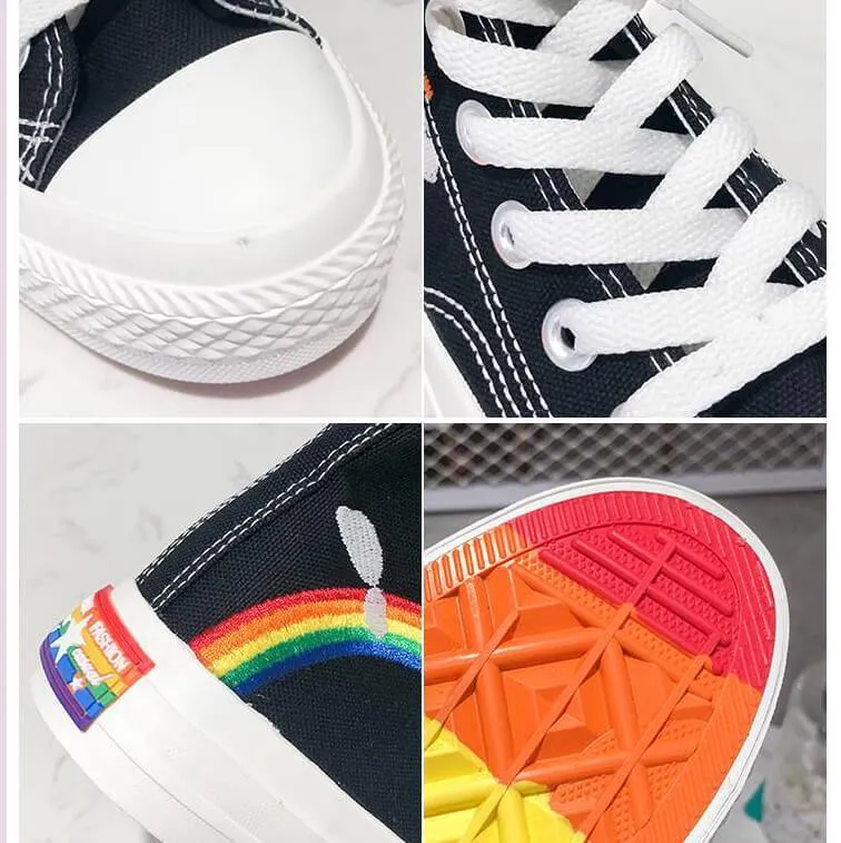 Womens Kawaii Rainbow Canvas Shoes