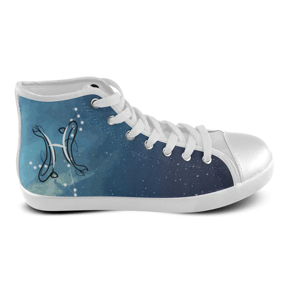 Women's Pisces Constellation Zodiac Print Canvas High Top Shoes