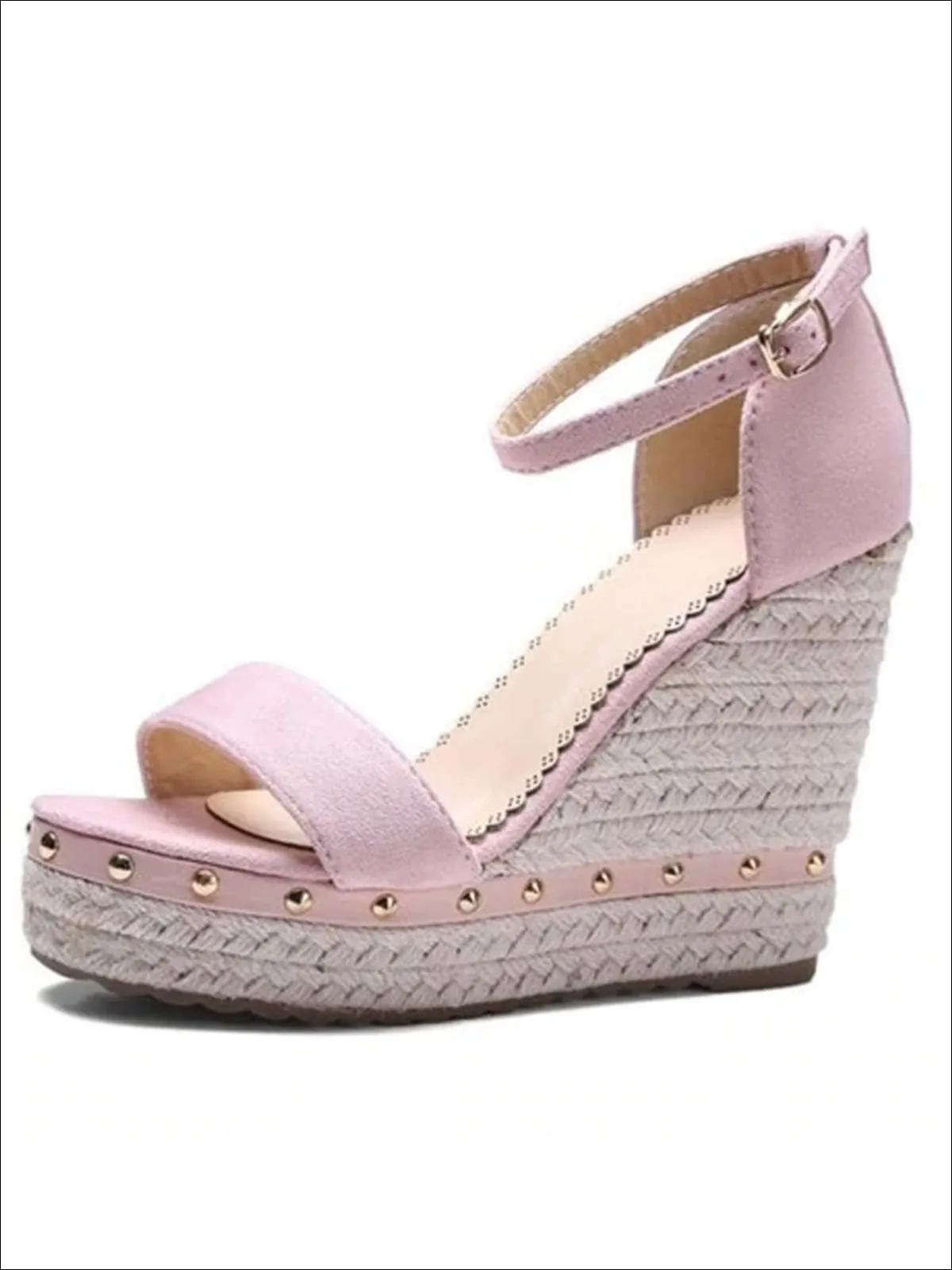 Women's Studded High Heel Ankle Strap Wedges By Liv and Mia